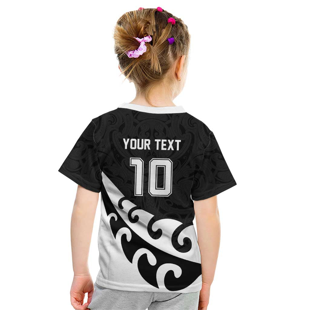 Custom NZ Rugby Kid T Shirt Koru and Silver Fern Sporty Style