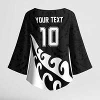 Custom NZ Rugby Kimono Sleeve Blouse Koru and Silver Fern Sporty Style
