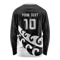 Custom NZ Rugby Long Sleeve Shirt Koru and Silver Fern Sporty Style