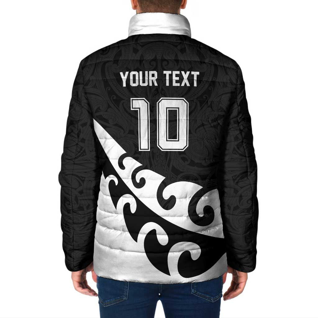Custom NZ Rugby Padded Jacket Koru and Silver Fern Sporty Style
