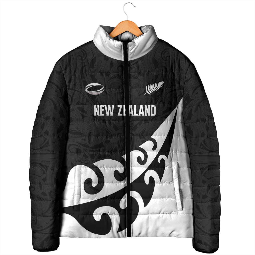 Custom NZ Rugby Padded Jacket Koru and Silver Fern Sporty Style
