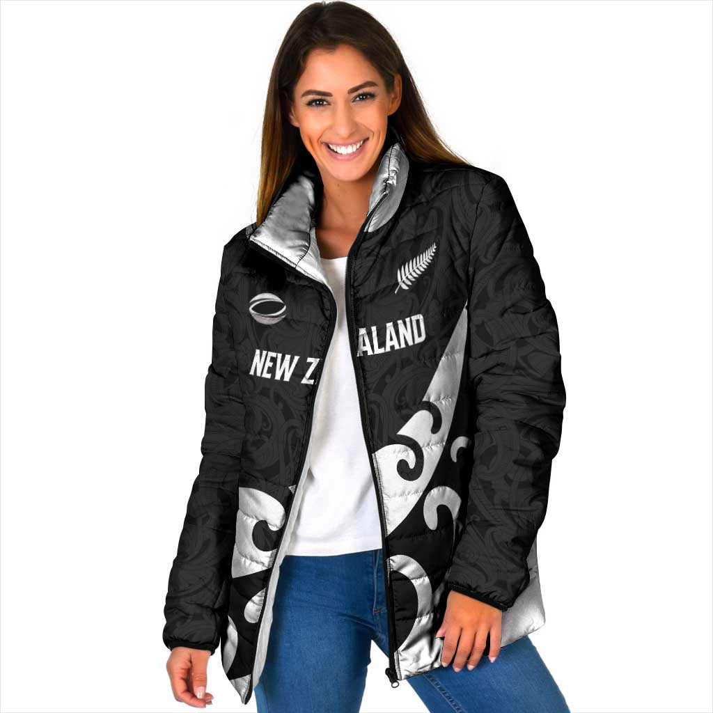 Custom NZ Rugby Padded Jacket Koru and Silver Fern Sporty Style