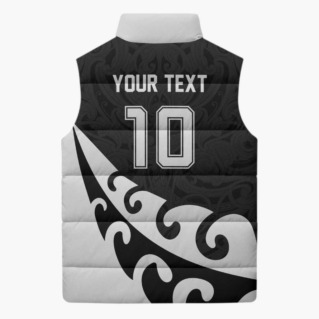 Custom NZ Rugby Sleeveless Puffer Jacket Koru and Silver Fern Sporty Style LT03 - Polynesian Pride