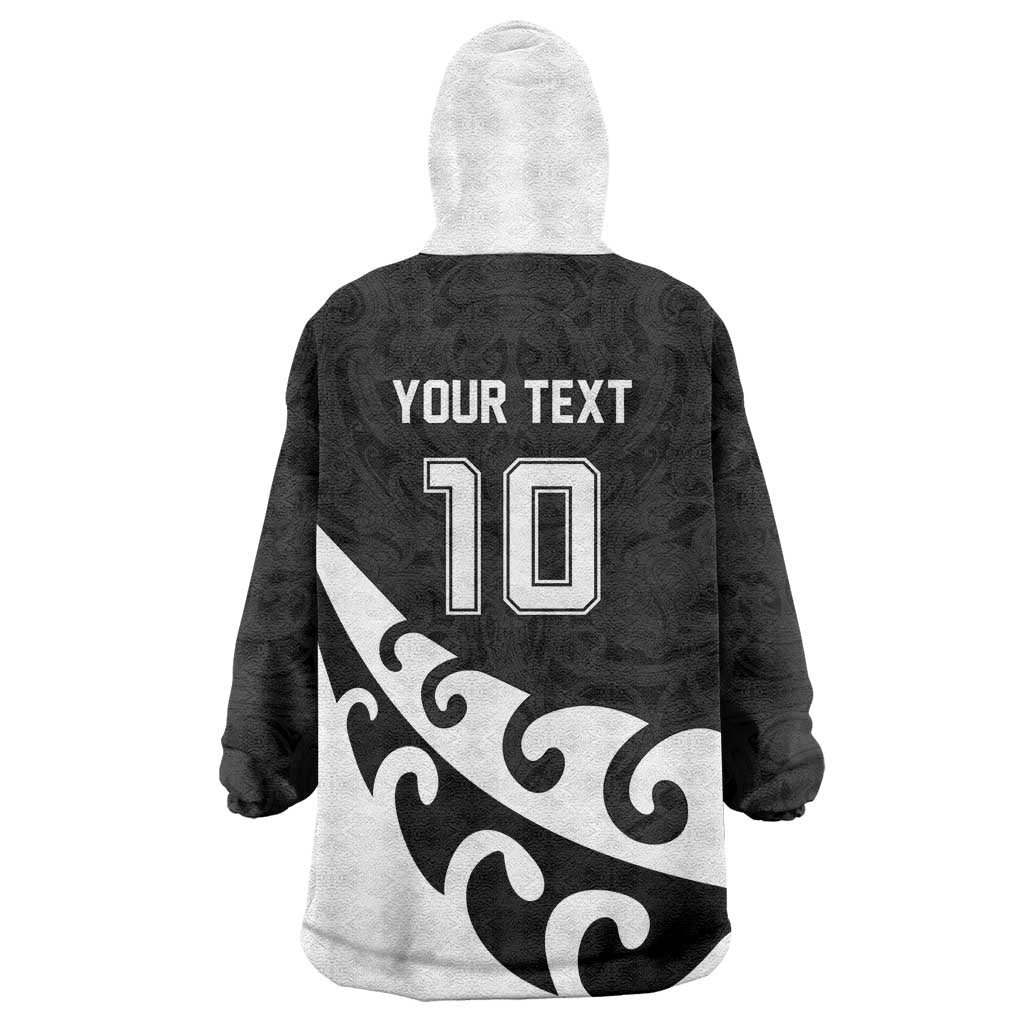 Custom NZ Rugby Wearable Blanket Hoodie Koru and Silver Fern Sporty Style