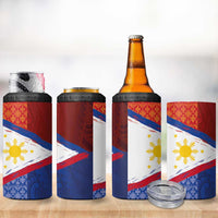 Philippines National Flag Day 4 in 1 Can Cooler Tumbler Polynesian and Yakan Tattoo Brush Style LT03 - Polynesian Pride