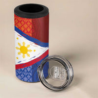 Philippines National Flag Day 4 in 1 Can Cooler Tumbler Polynesian and Yakan Tattoo Brush Style LT03 - Polynesian Pride