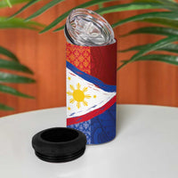 Philippines National Flag Day 4 in 1 Can Cooler Tumbler Polynesian and Yakan Tattoo Brush Style LT03 - Polynesian Pride