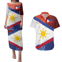 Philippines National Flag Day Couples Matching Puletasi and Hawaiian Shirt Polynesian and Yakan Tattoo Brush Style LT03 Red - Polynesian Pride