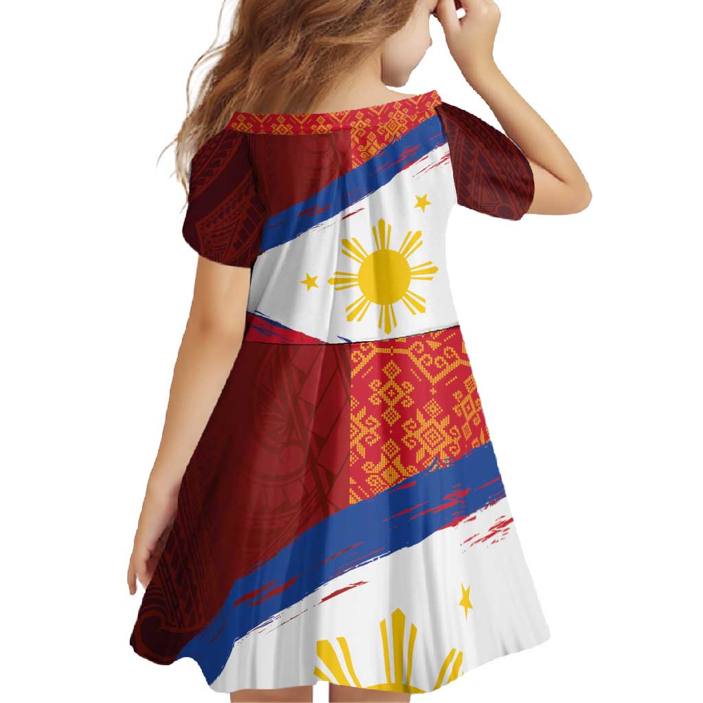 Philippines National Flag Day Family Matching Off Shoulder Maxi Dress and Hawaiian Shirt Polynesian and Yakan Tattoo Brush Style LT03 - Polynesian Pride