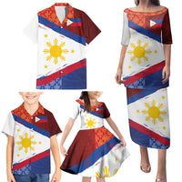 Philippines National Flag Day Family Matching Puletasi and Hawaiian Shirt Polynesian and Yakan Tattoo Brush Style LT03 - Polynesian Pride