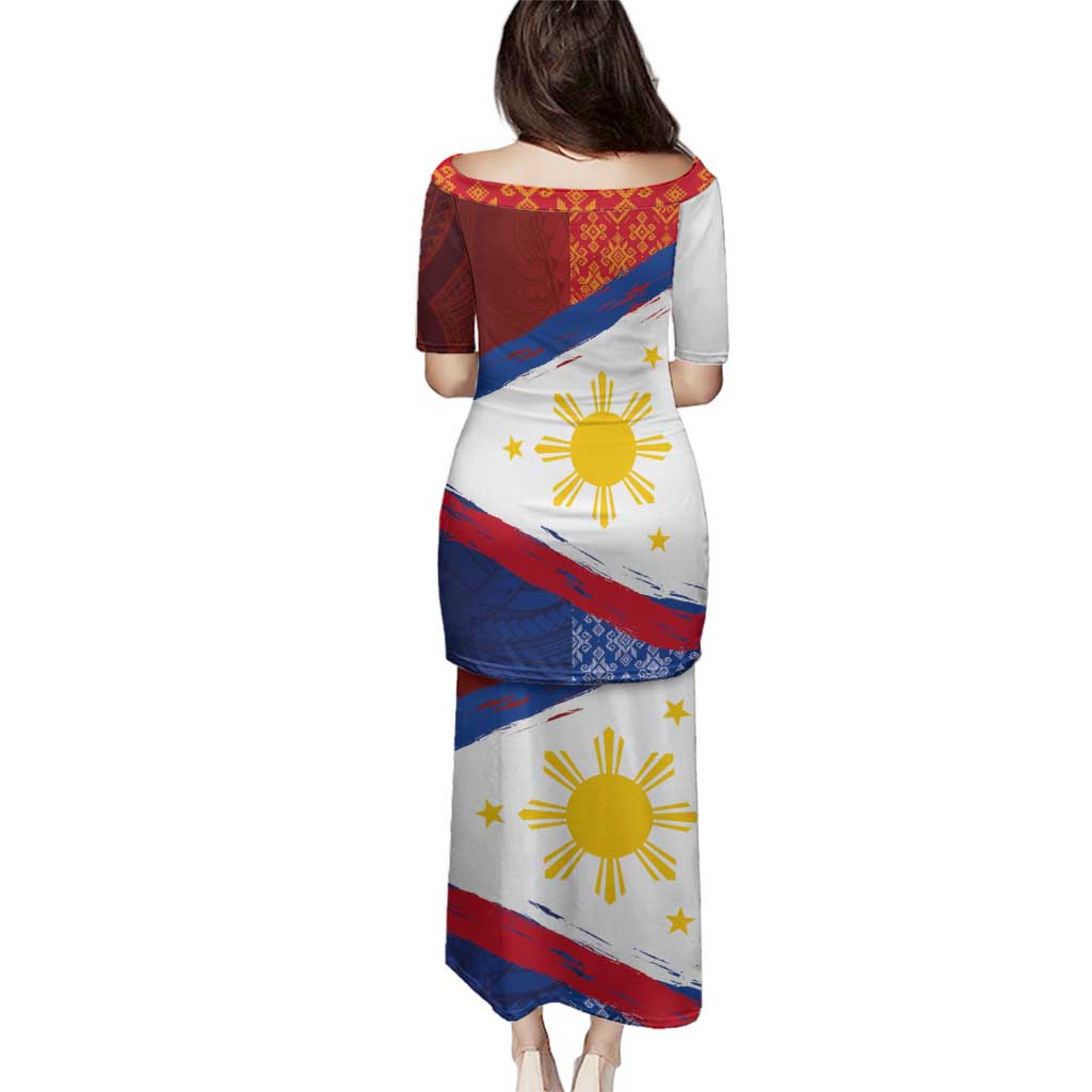 Philippines National Flag Day Family Matching Puletasi and Hawaiian Shirt Polynesian and Yakan Tattoo Brush Style LT03 - Polynesian Pride
