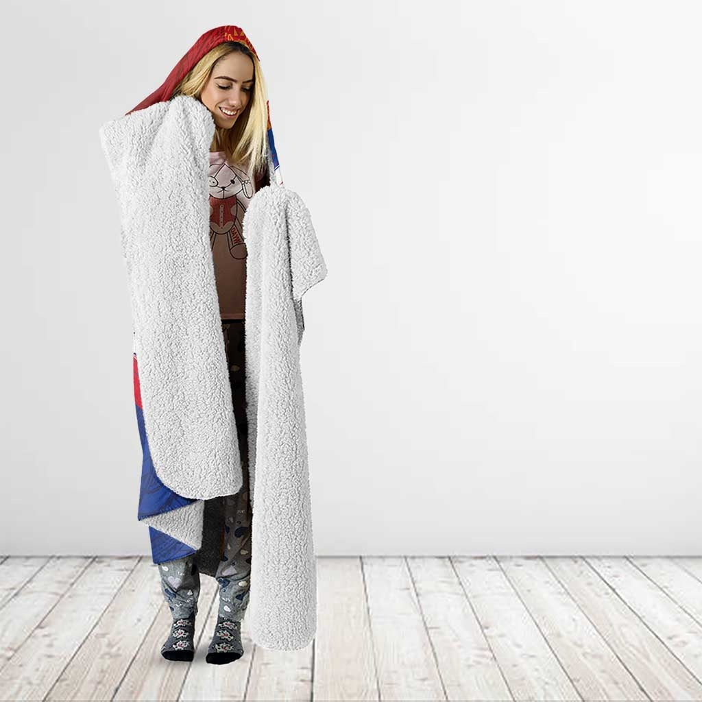 Philippines National Flag Day Hooded Blanket Polynesian and Yakan Tattoo Brush Style