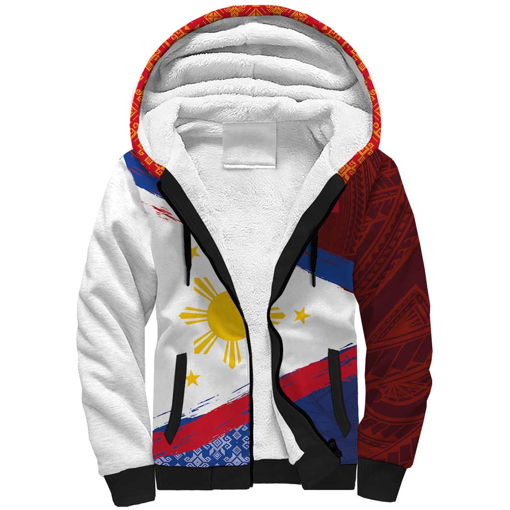 Philippines National Flag Day Sherpa Hoodie Polynesian and Yakan Tattoo Brush Style LT03 Unisex Red - Polynesian Pride
