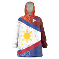 Philippines National Flag Day Wearable Blanket Hoodie Polynesian and Yakan Tattoo Brush Style LT03 One Size Red - Polynesian Pride