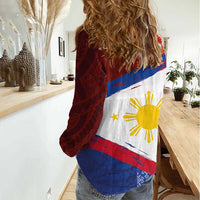 Philippines National Flag Day Women Casual Shirt Polynesian and Yakan Tattoo Brush Style LT03 - Polynesian Pride