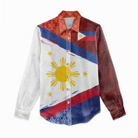 Philippines National Flag Day Women Casual Shirt Polynesian and Yakan Tattoo Brush Style LT03 - Polynesian Pride