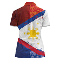 Philippines National Flag Day Women Polo Shirt Polynesian and Yakan Tattoo Brush Style LT03 - Polynesian Pride