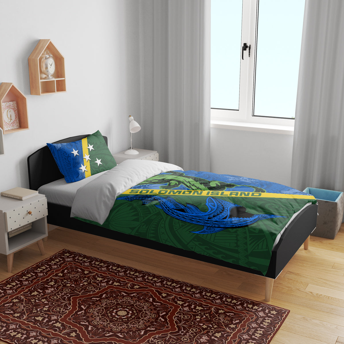 Solomon Island Crocodile and Shark Bedding Set Polynesian Pattern