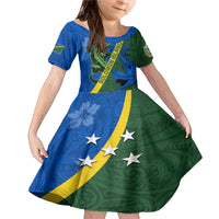 Solomon Island Crocodile and Shark Family Matching Mermaid Dress and Hawaiian Shirt Polynesian Pattern LT03 Daughter's Dress Blue - Polynesian Pride