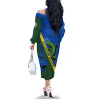 Solomon Island Crocodile and Shark Family Matching Off The Shoulder Long Sleeve Dress and Hawaiian Shirt Polynesian Pattern LT03 - Polynesian Pride