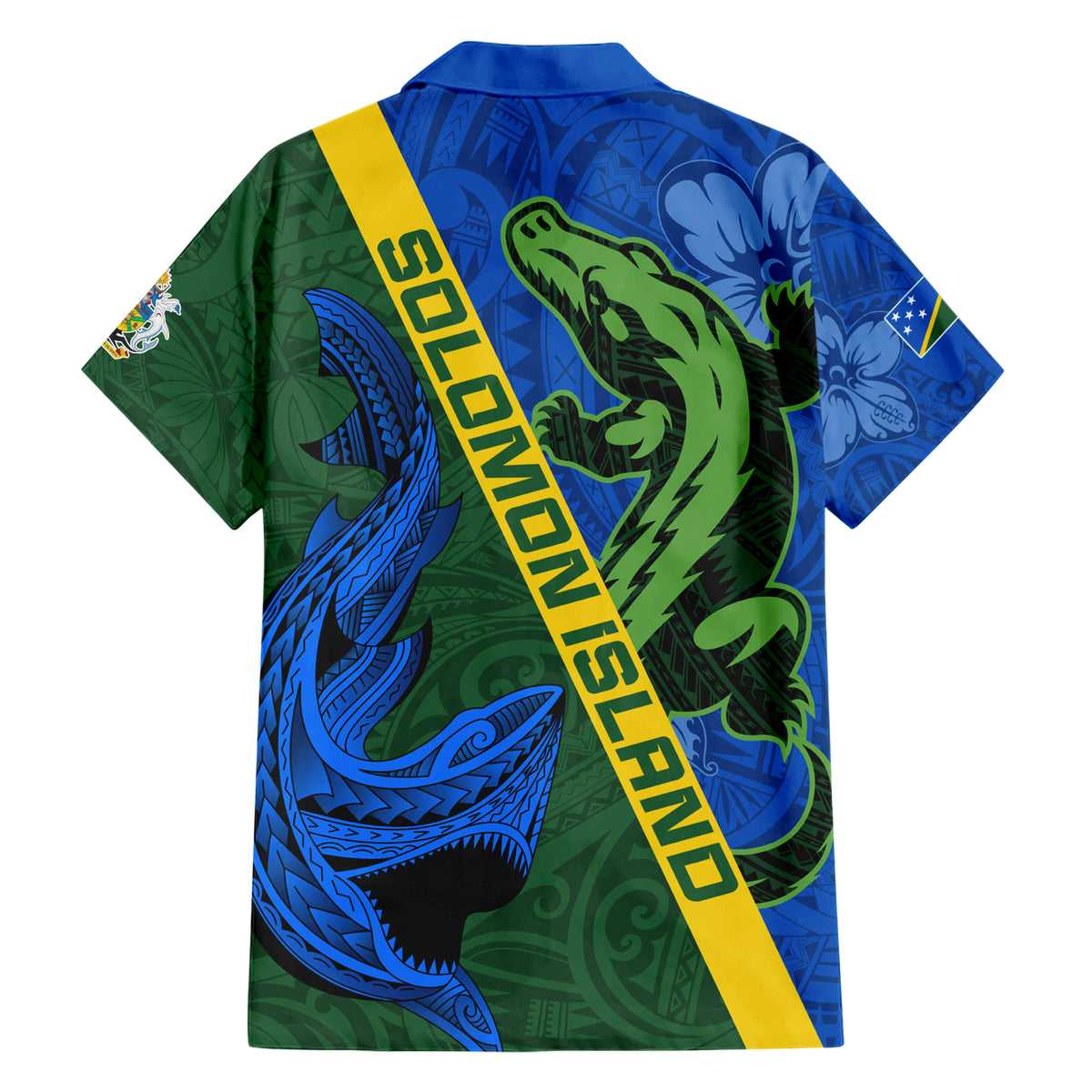 Solomon Island Crocodile and Shark Family Matching Short Sleeve Bodycon Dress and Hawaiian Shirt Polynesian Pattern LT03 - Polynesian Pride