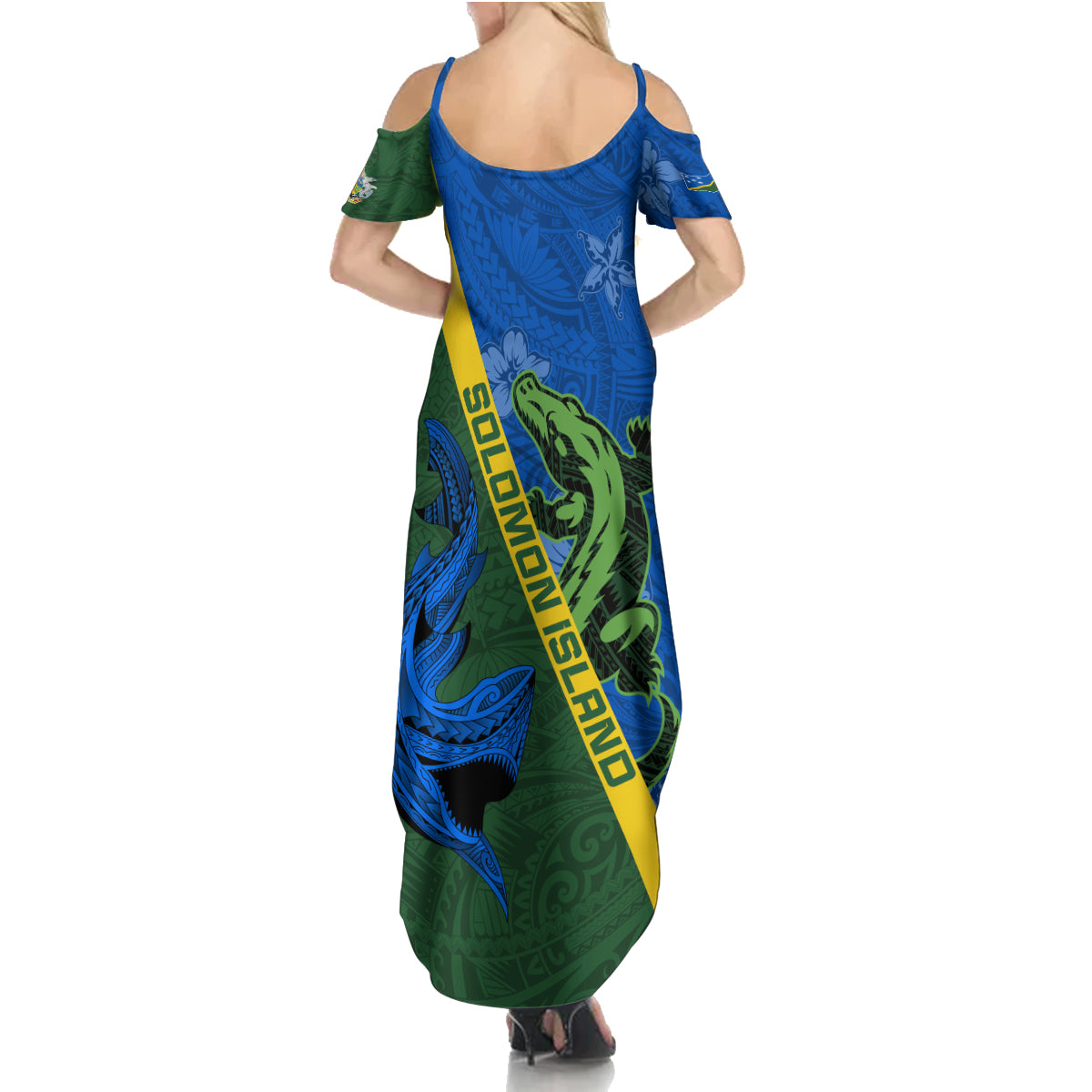 Solomon Island Crocodile and Shark Family Matching Summer Maxi Dress and Hawaiian Shirt Polynesian Pattern LT03 - Polynesian Pride