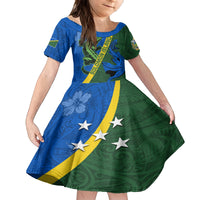 Solomon Island Crocodile and Shark Kid Short Sleeve Dress Polynesian Pattern LT03 KID Blue - Polynesian Pride