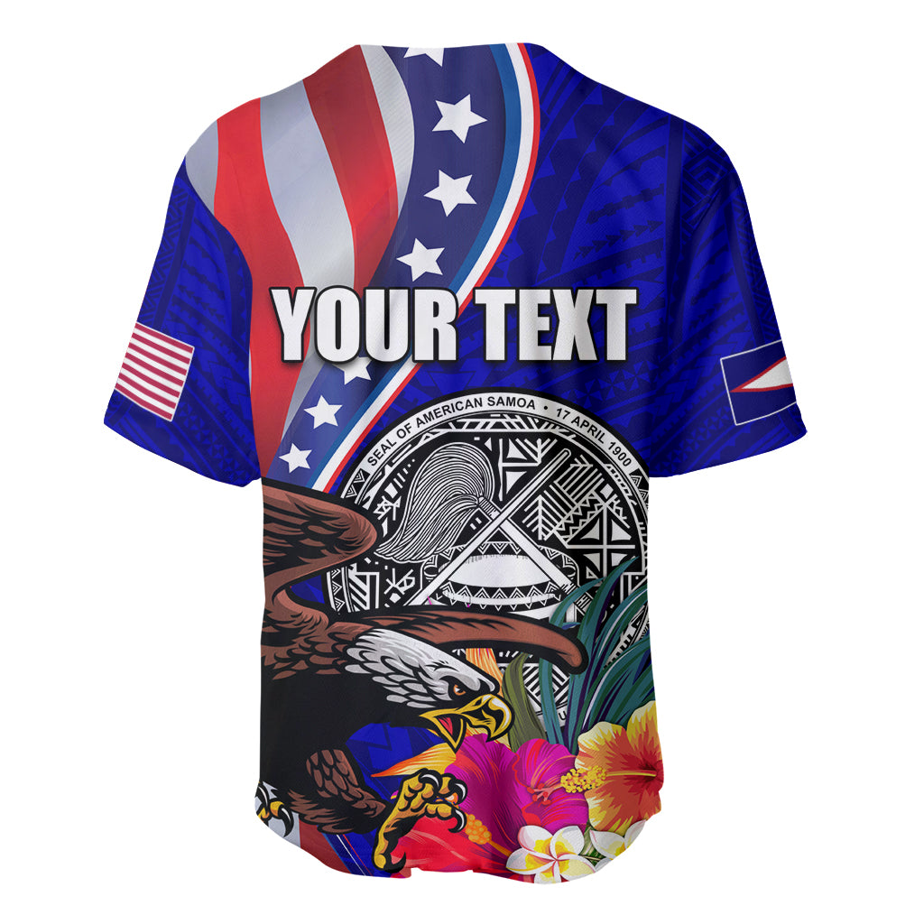 Personalised American Samoa and United States Baseball Jersey Bald Eagle and Seal Hibiscus Polynesian Pattern LT03 - Polynesian Pride