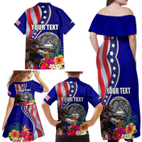 Personalised American Samoa and United States Family Matching Off Shoulder Maxi Dress and Hawaiian Shirt Bald Eagle and Seal Hibiscus Polynesian Pattern LT03 - Polynesian Pride