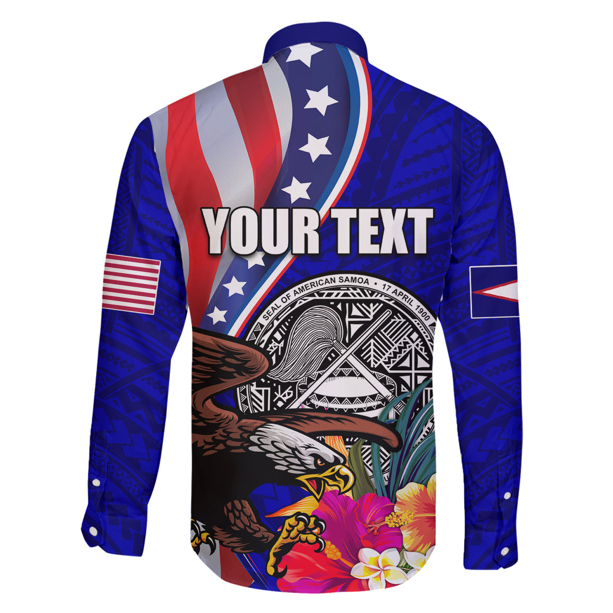 Personalised American Samoa and United States Family Matching Off Shoulder Short Dress and Hawaiian Shirt Bald Eagle and Seal Hibiscus Polynesian Pattern LT03 - Polynesian Pride