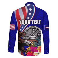 Personalised American Samoa and United States Family Matching Off Shoulder Short Dress and Hawaiian Shirt Bald Eagle and Seal Hibiscus Polynesian Pattern LT03 - Polynesian Pride
