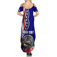 Personalised American Samoa and United States Family Matching Summer Maxi Dress and Hawaiian Shirt Bald Eagle and Seal Hibiscus Polynesian Pattern LT03 - Polynesian Pride