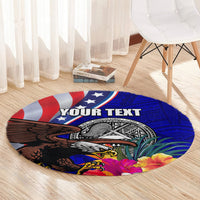 Personalised American Samoa and United States Round Carpet Bald Eagle and Seal Hibiscus Polynesian Pattern LT03 - Polynesian Pride