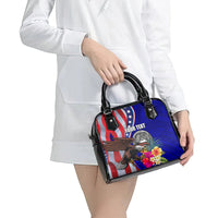 Personalised American Samoa and United States Shoulder Handbag Bald Eagle and Seal Hibiscus Polynesian Pattern