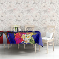 Personalised American Samoa and United States Tablecloth Bald Eagle and Seal Hibiscus Polynesian Pattern