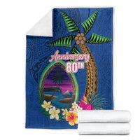 Guam Liberation Day 80th Anniversary Blanket Palm Tree and Seal Artwork Hibiscus Polynesian Pattern