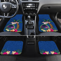 Guam Liberation Day 80th Anniversary Car Mats Palm Tree and Seal Artwork Hibiscus Polynesian Pattern LT03 Set 4pcs Blue - Polynesian Pride
