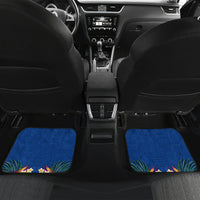 Guam Liberation Day 80th Anniversary Car Mats Palm Tree and Seal Artwork Hibiscus Polynesian Pattern LT03 Set 2pcs - Back Blue - Polynesian Pride