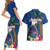 Guam Liberation Day 80th Anniversary Couples Matching Short Sleeve Bodycon Dress and Hawaiian Shirt Palm Tree and Seal Artwork Hibiscus Polynesian Pattern LT03 - Polynesian Pride