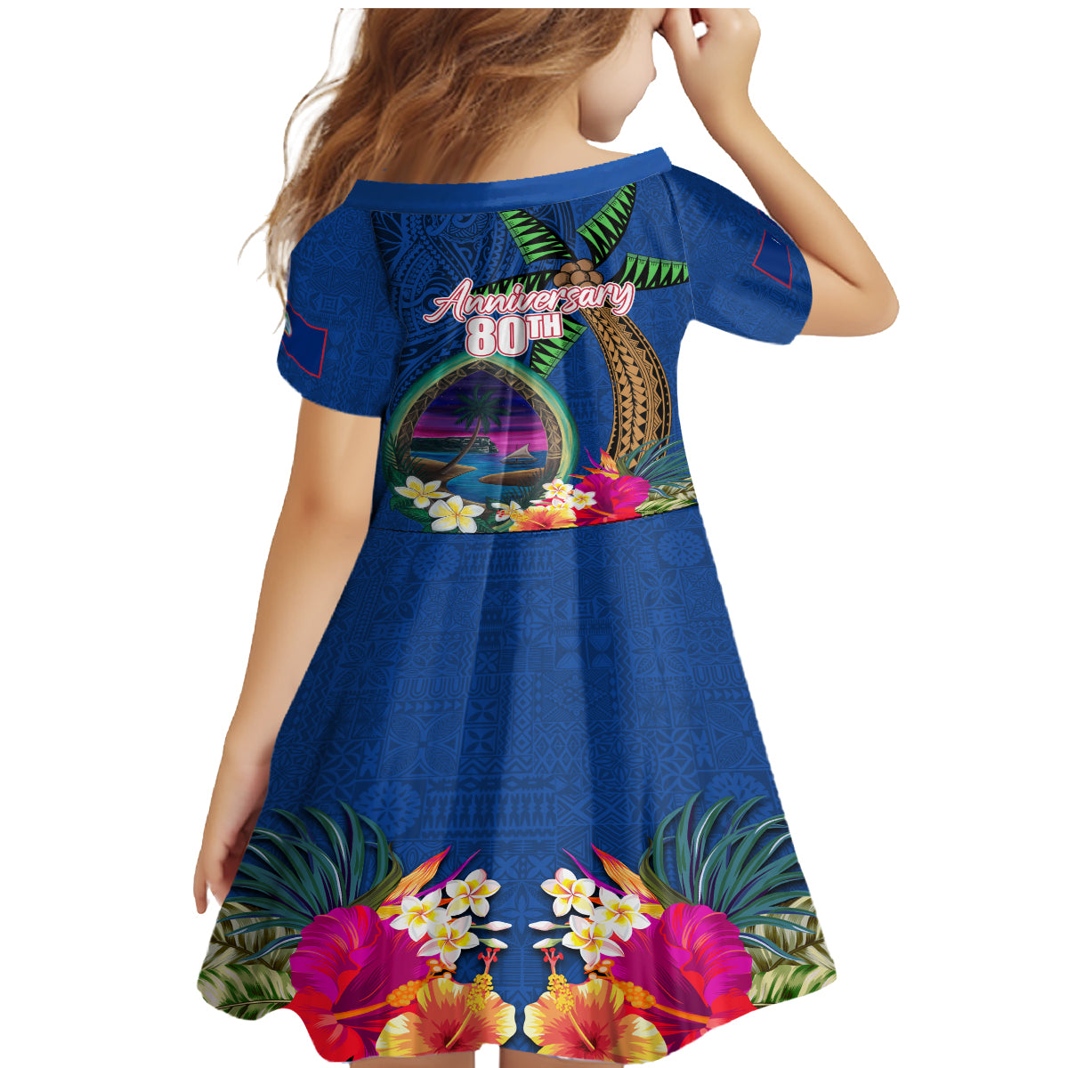 Guam Liberation Day 80th Anniversary Family Matching Mermaid Dress and Hawaiian Shirt Palm Tree and Seal Artwork Hibiscus Polynesian Pattern LT03 - Polynesian Pride