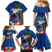 Guam Liberation Day 80th Anniversary Family Matching Mermaid Dress and Hawaiian Shirt Palm Tree and Seal Artwork Hibiscus Polynesian Pattern LT03 - Polynesian Pride
