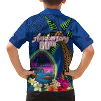 Guam Liberation Day 80th Anniversary Family Matching Short Sleeve Bodycon Dress and Hawaiian Shirt Palm Tree and Seal Artwork Hibiscus Polynesian Pattern LT03 - Polynesian Pride