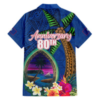 Guam Liberation Day 80th Anniversary Family Matching Short Sleeve Bodycon Dress and Hawaiian Shirt Palm Tree and Seal Artwork Hibiscus Polynesian Pattern LT03 - Polynesian Pride