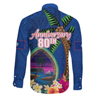 Guam Liberation Day 80th Anniversary Family Matching Short Sleeve Bodycon Dress and Hawaiian Shirt Palm Tree and Seal Artwork Hibiscus Polynesian Pattern LT03 - Polynesian Pride