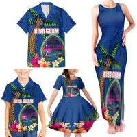 Guam Liberation Day 80th Anniversary Family Matching Tank Maxi Dress and Hawaiian Shirt Palm Tree and Seal Artwork Hibiscus Polynesian Pattern LT03 - Polynesian Pride