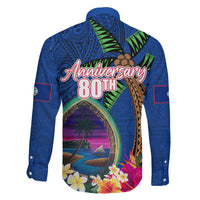 Guam Liberation Day 80th Anniversary Family Matching Tank Maxi Dress and Hawaiian Shirt Palm Tree and Seal Artwork Hibiscus Polynesian Pattern LT03 - Polynesian Pride