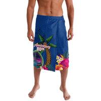 Guam Liberation Day 80th Anniversary Lavalava Palm Tree and Seal Artwork Hibiscus Polynesian Pattern LT03 Blue - Polynesian Pride