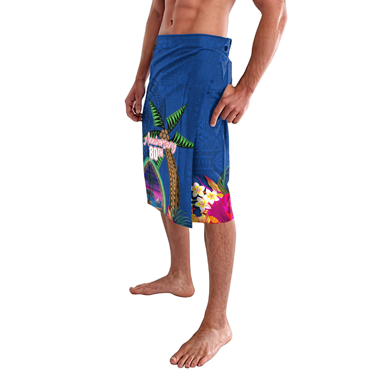 Guam Liberation Day 80th Anniversary Lavalava Palm Tree and Seal Artwork Hibiscus Polynesian Pattern LT03 - Polynesian Pride