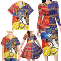 Philippines Kadayawan Family Matching Long Sleeve Bodycon Dress and Hawaiian Shirt Filipino Eagle Durian with Polynesian and Igorots Pattern LT03 - Polynesian Pride
