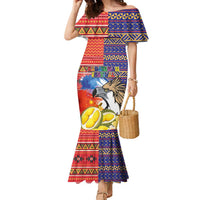 Philippines Kadayawan Family Matching Mermaid Dress and Hawaiian Shirt Filipino Eagle Durian with Polynesian and Igorots Pattern LT03 Mom's Dress Red - Polynesian Pride